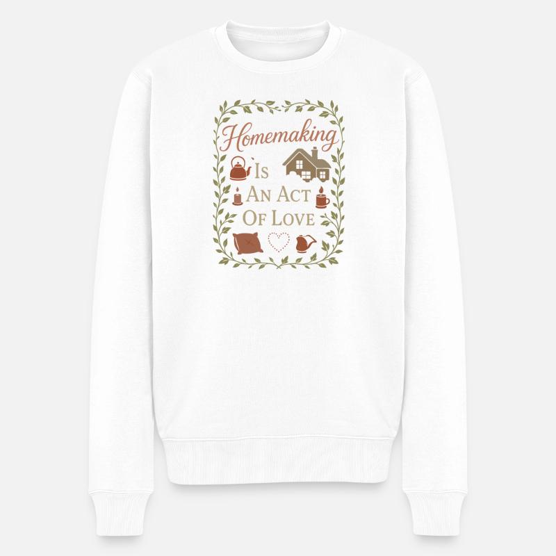 Geliebt von einem Rettungshund - Männer Premium Bio Pullover - Weiß