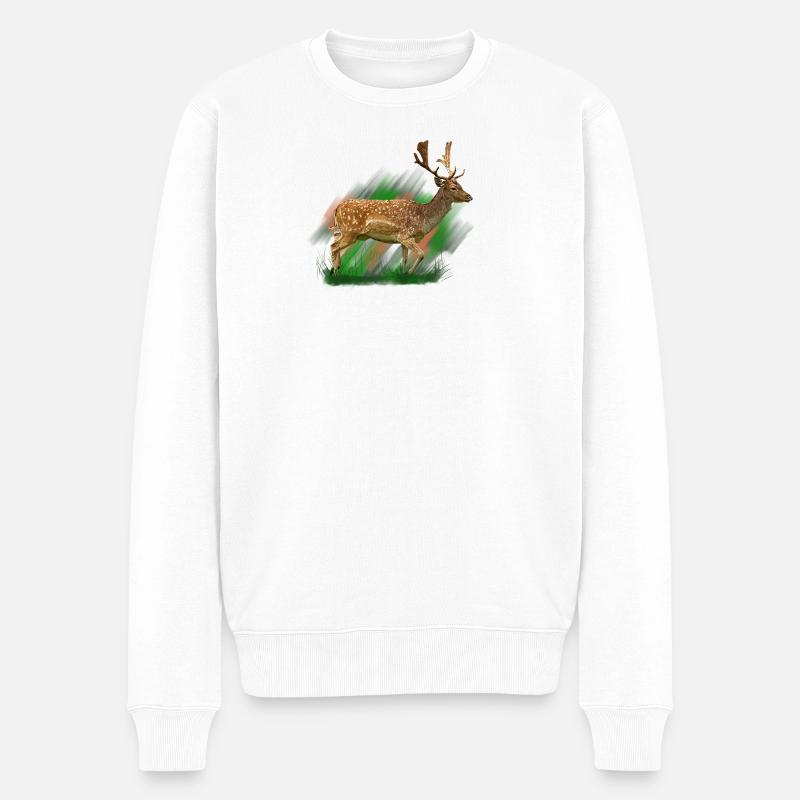 Reh im Pinselstil - Männer Premium Bio Pullover - Weiß