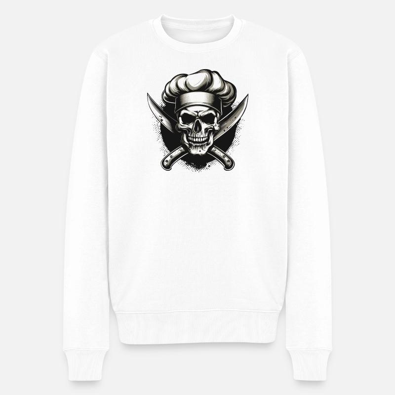 Crâne avec toque de chef - Pull Premium bio Homme - blanc