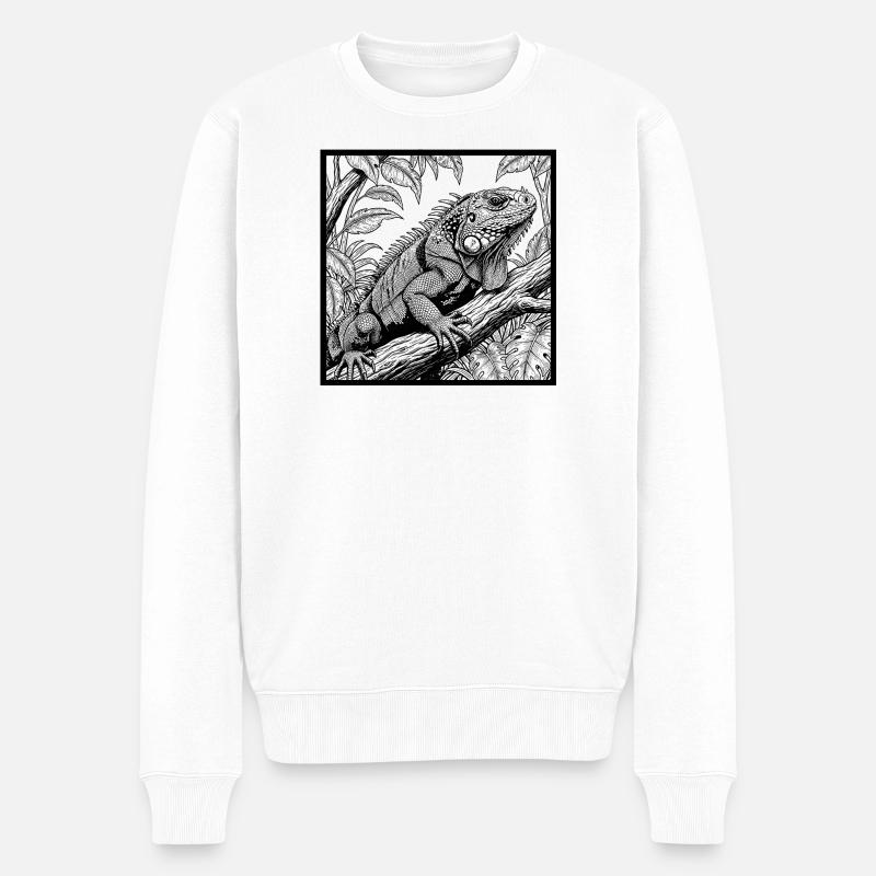 Leguan im Dschungel ! - Männer Premium Bio Pullover - Weiß