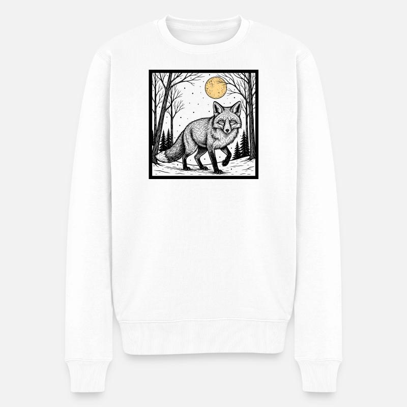 Renard dans la forêt hivernale - Pull Premium bio Homme - blanc