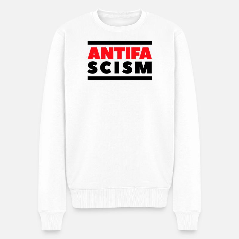 ANTIFA - Antifaschismus - Männer Premium Bio Pullover - Weiß