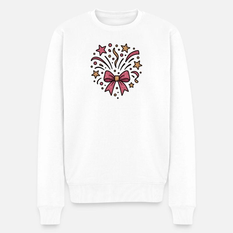 Glitzerfeuerwerk Schleife - Männer Premium Bio Pullover - Weiß