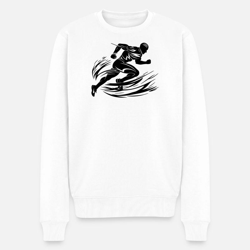 Sprinter in Bewegung - Männer Premium Bio Pullover - Weiß