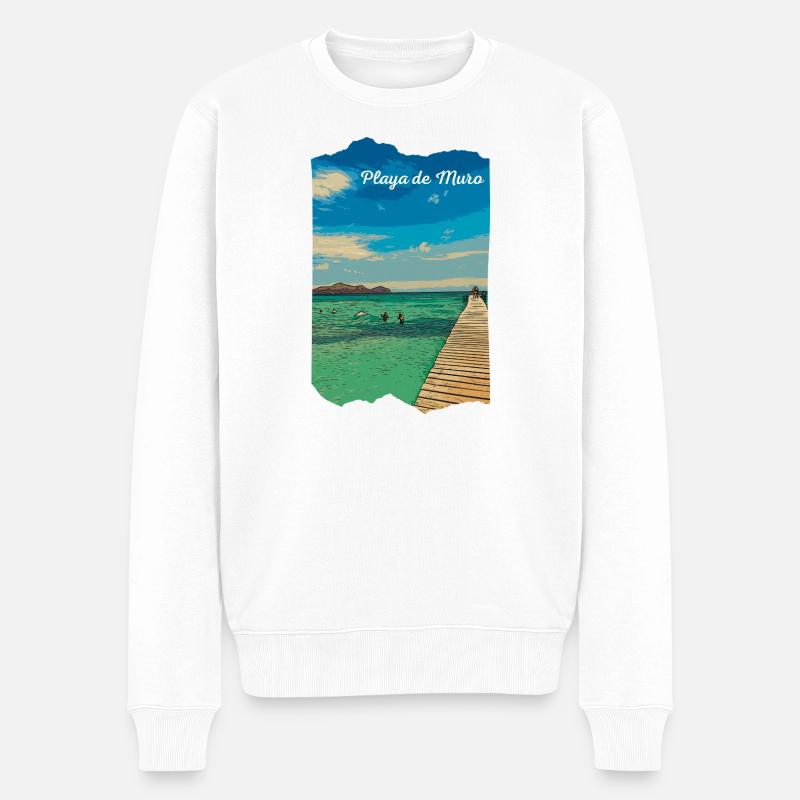 Playa de Muro - Mallorca - Männer Premium Bio Pullover - Weiß