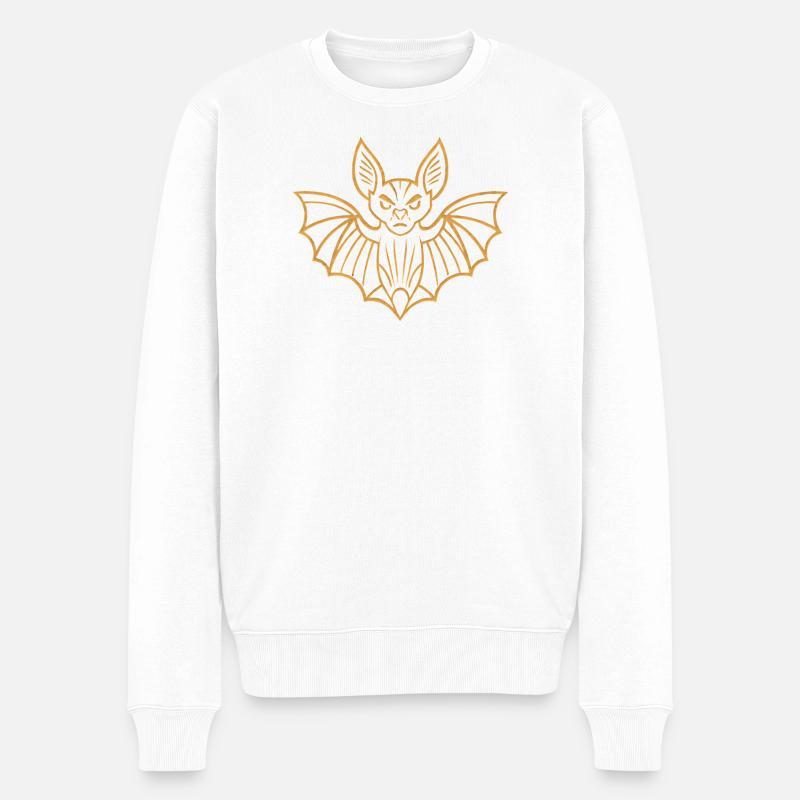 Goldene Fledermaus Linien-Design - Männer Premium Bio Pullover - Weiß
