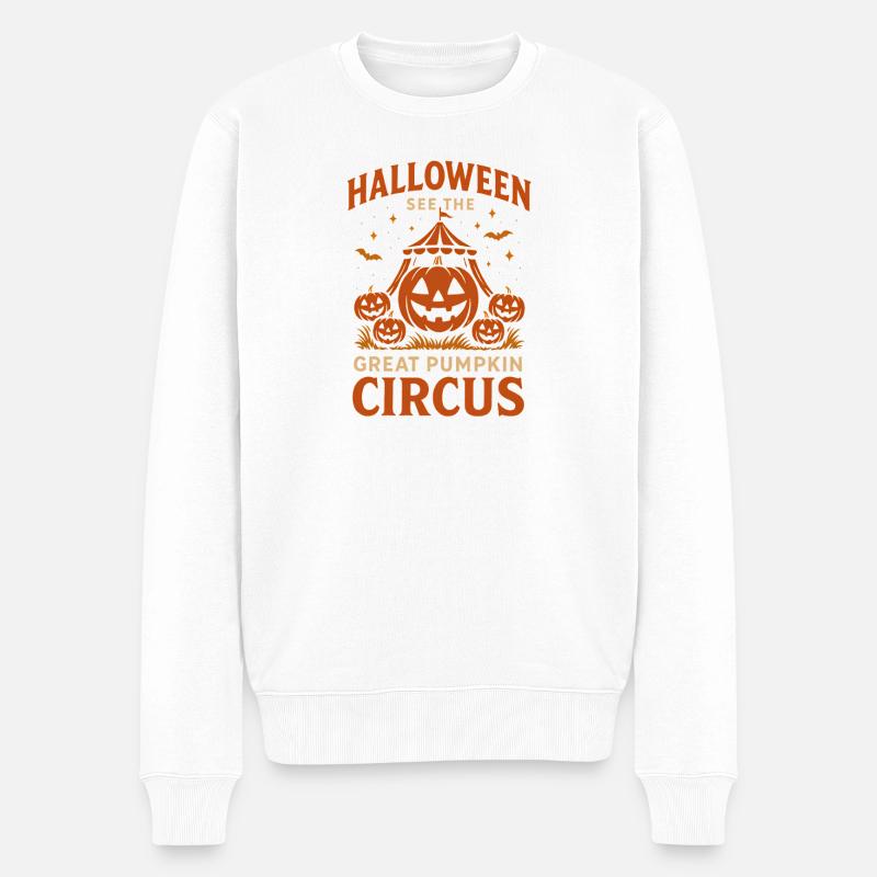 Grand cirque de citrouilles Halloween - Pull Premium bio Homme - blanc