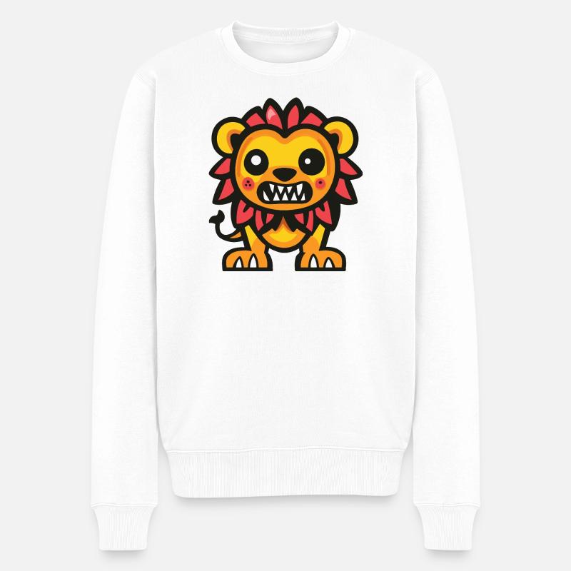 Löwe Halloween Comic Lustig - Männer Premium Bio Pullover - Weiß