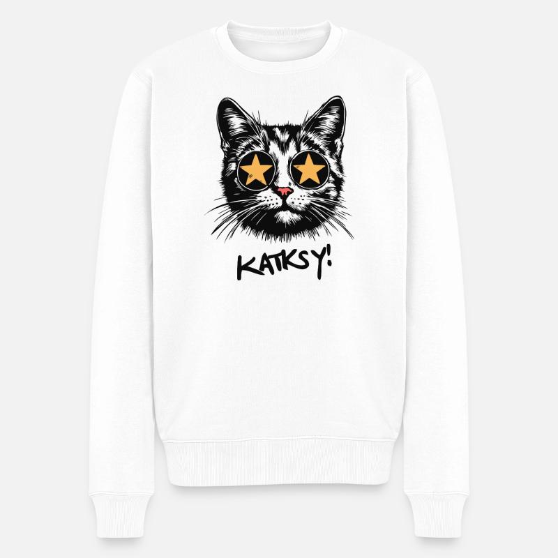 Katksy - Männer Premium Bio Pullover - Weiß