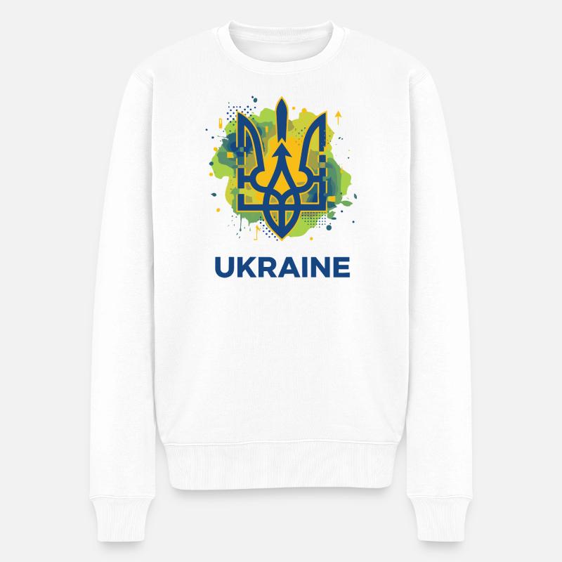 Écusson du trident ukrainien - Pull Premium bio Homme - blanc