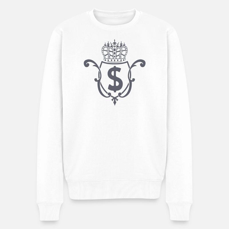 Kronenwappen Geldsymbol - Männer Premium Bio Pullover - Weiß
