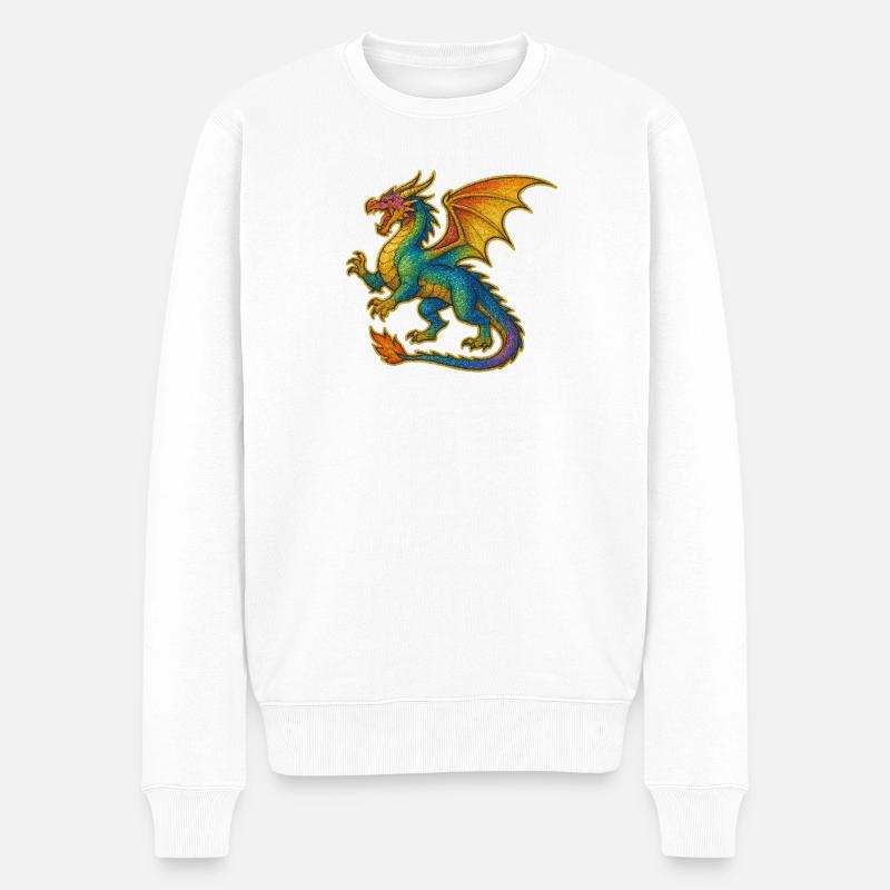 Dragon scintillant arc-en-ciel - Pull Premium bio Homme - blanc