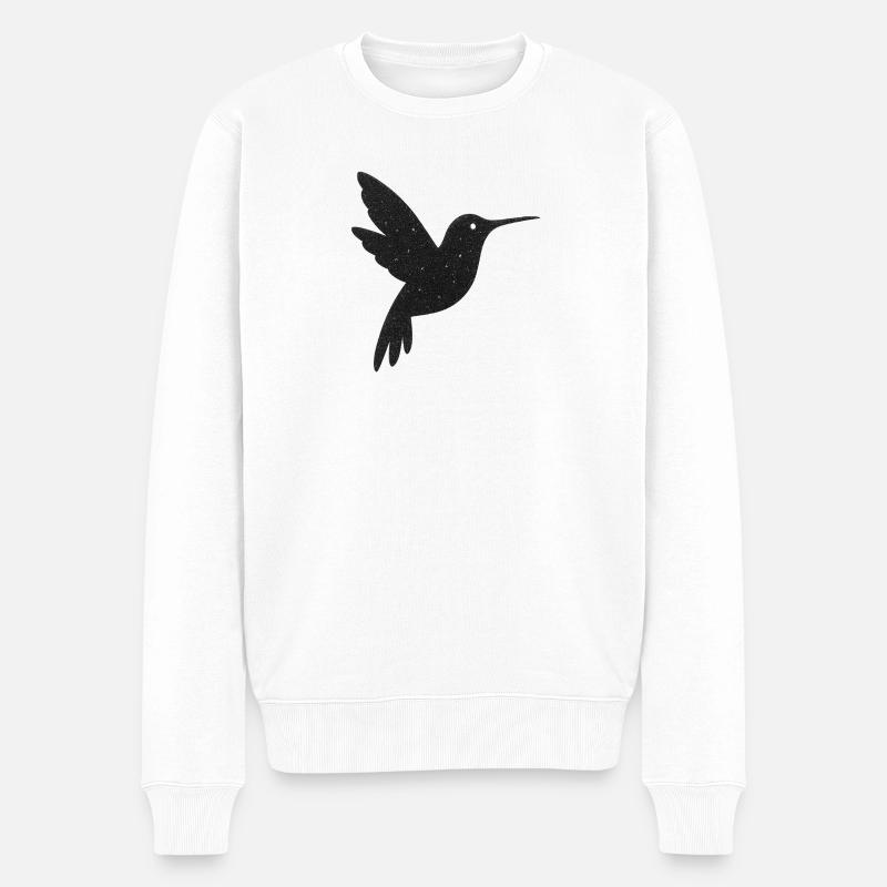 Glitzernder Kolibri Silhouette - Männer Premium Bio Pullover - Weiß