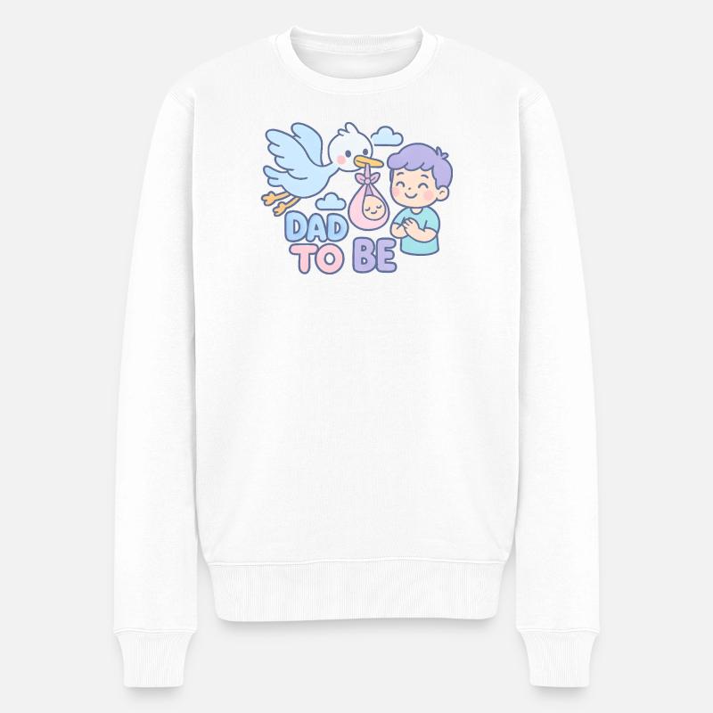 La cigogne et le futur papa - Pull Premium bio Homme - blanc