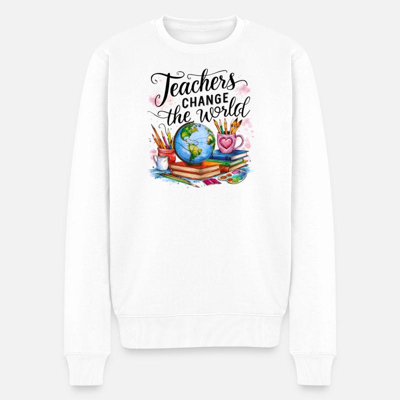 Lehrer verändern die Welt - Männer Premium Bio Pullover - Weiß
