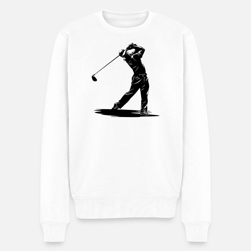 Golfer Swing Silhouette - Männer Premium Bio Pullover - Weiß