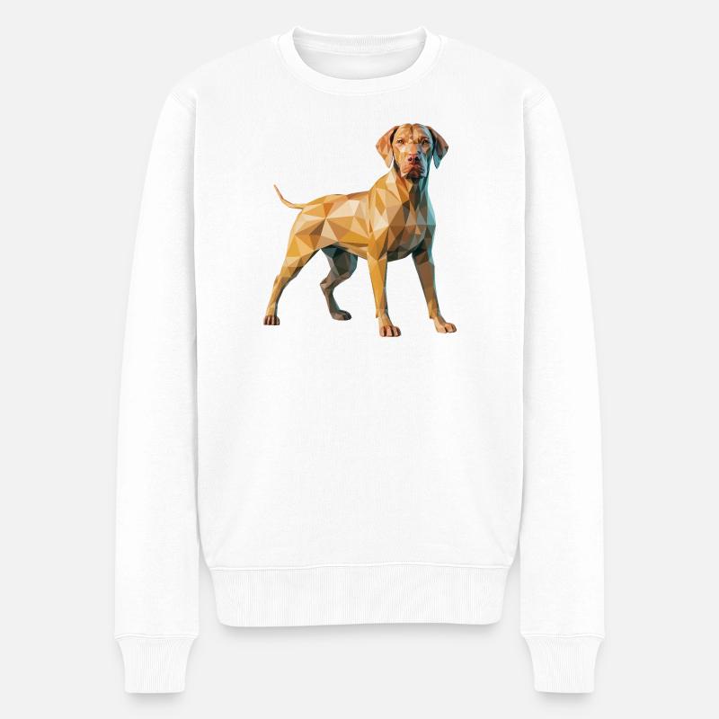 Brauner Hund - Cooles Low-Poly-Logo - Männer Premium Bio Pullover - Weiß