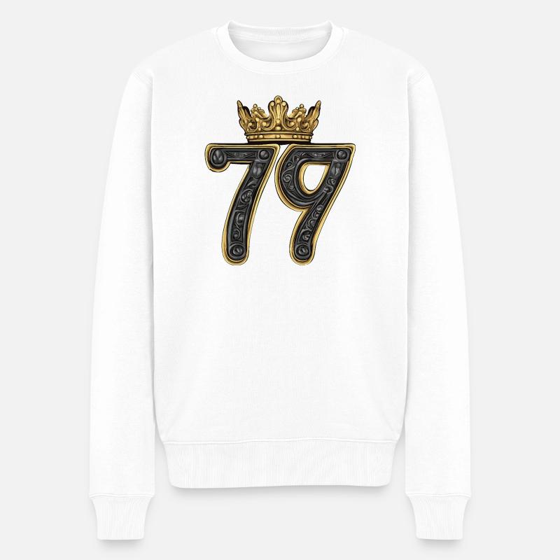 79 Zahl Krone - Männer Premium Bio Pullover - Weiß