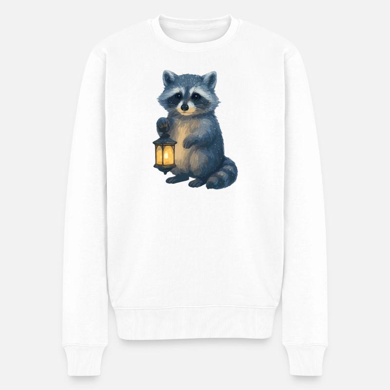 Raton laveur avec lanterne – Design d’hiver - Pull Premium bio Homme - blanc