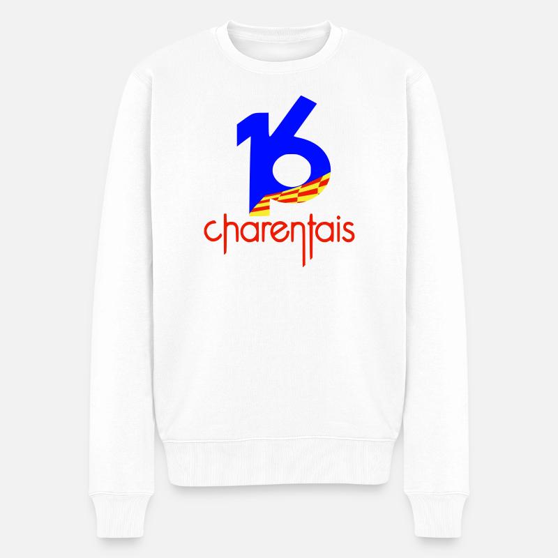 16 Charentais Blau Rot - Männer Premium Bio Pullover - Weiß