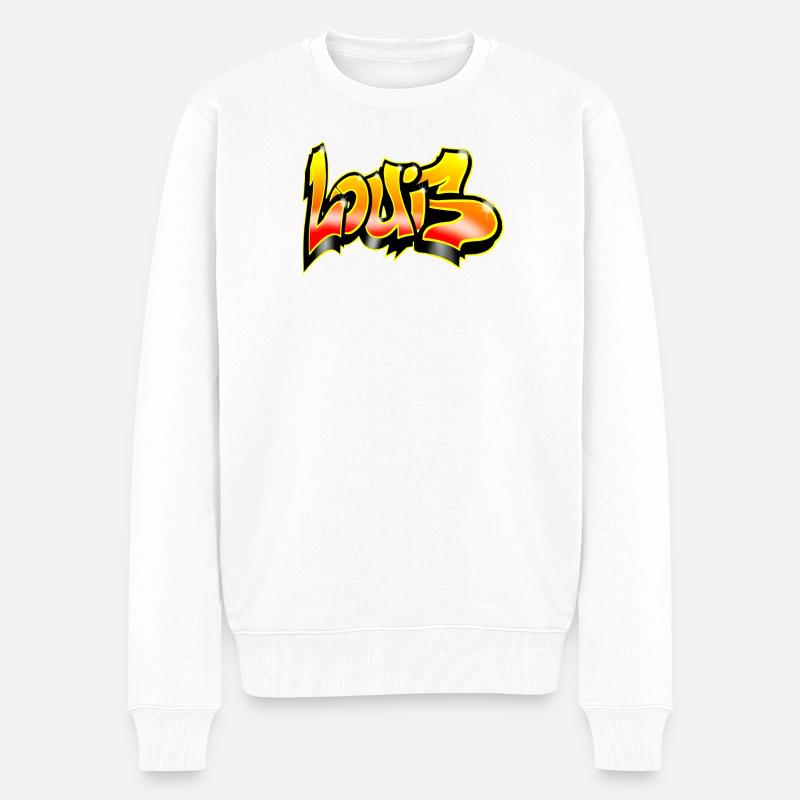 Louis Graffiti Jaune Rouge - Pull Premium bio Homme - blanc