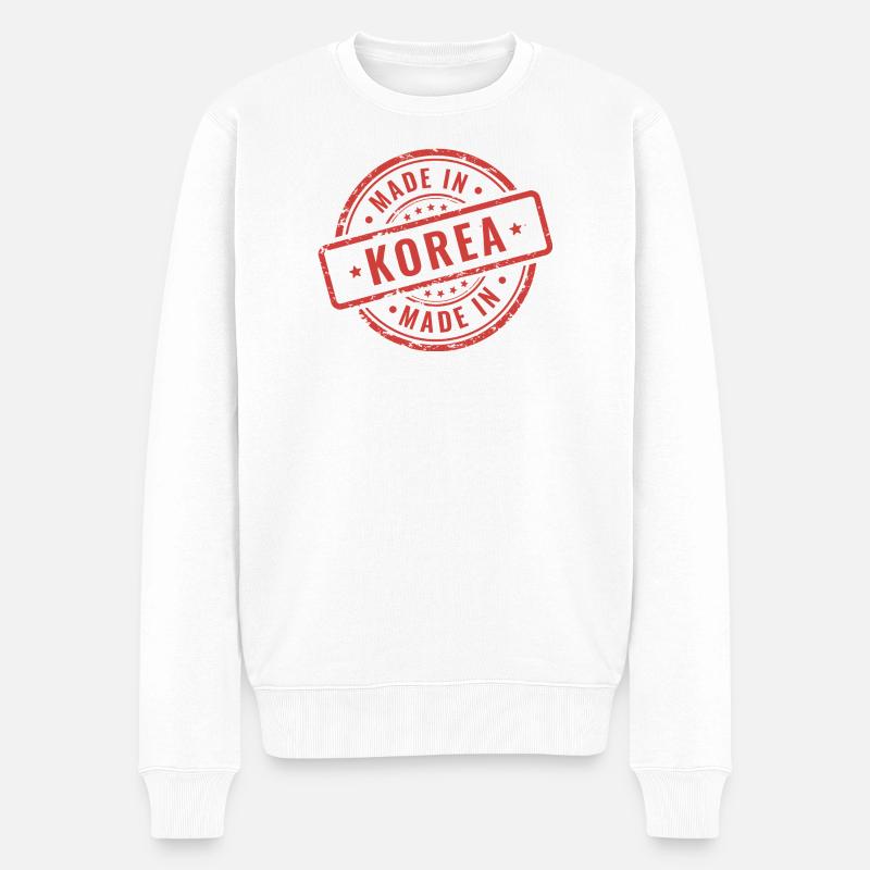 Made in Korea – Metapher Design - Männer Premium Bio Pullover - Weiß