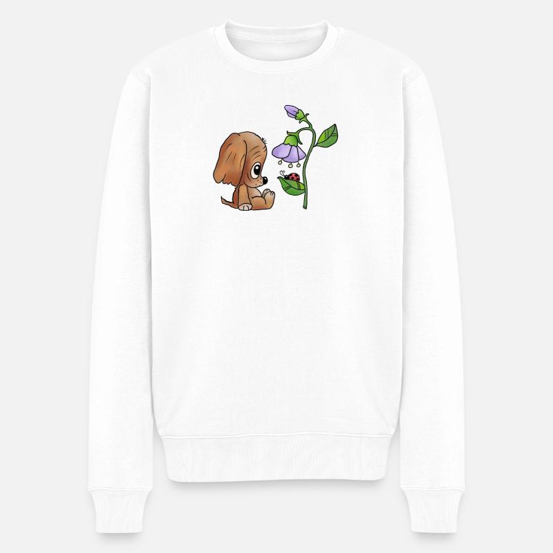 Hund_und_Blume - Männer Premium Bio Pullover - Weiß