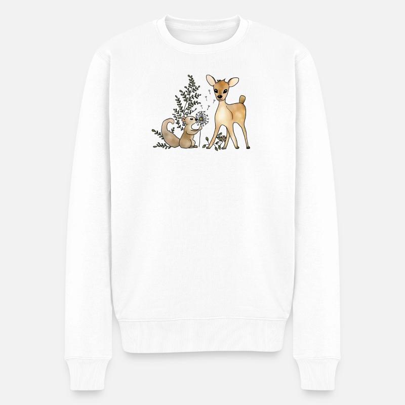 Reh_und_Eichhoernchen - Männer Premium Bio Pullover - Weiß