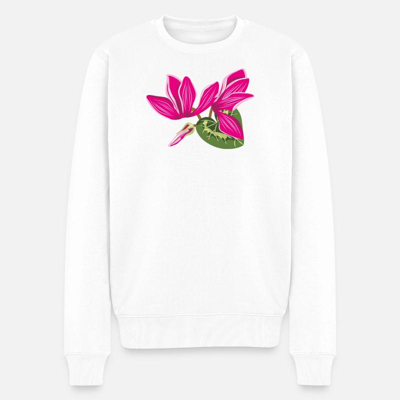 Bouquet de fleurs de cyclamens - Pull Premium bio Homme - blanc