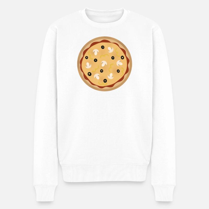 Pizza - Männer Premium Bio Pullover - Weiß