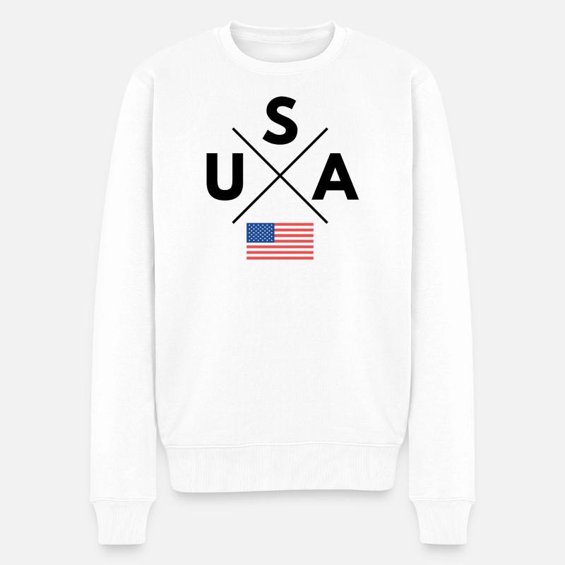 Croix du drapeau américain des États-Unis - Pull Premium bio Homme - blanc
