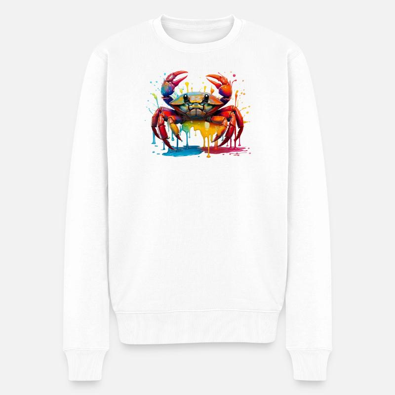 Explosion de couleur Crabe Art - Pull Premium bio Homme - blanc