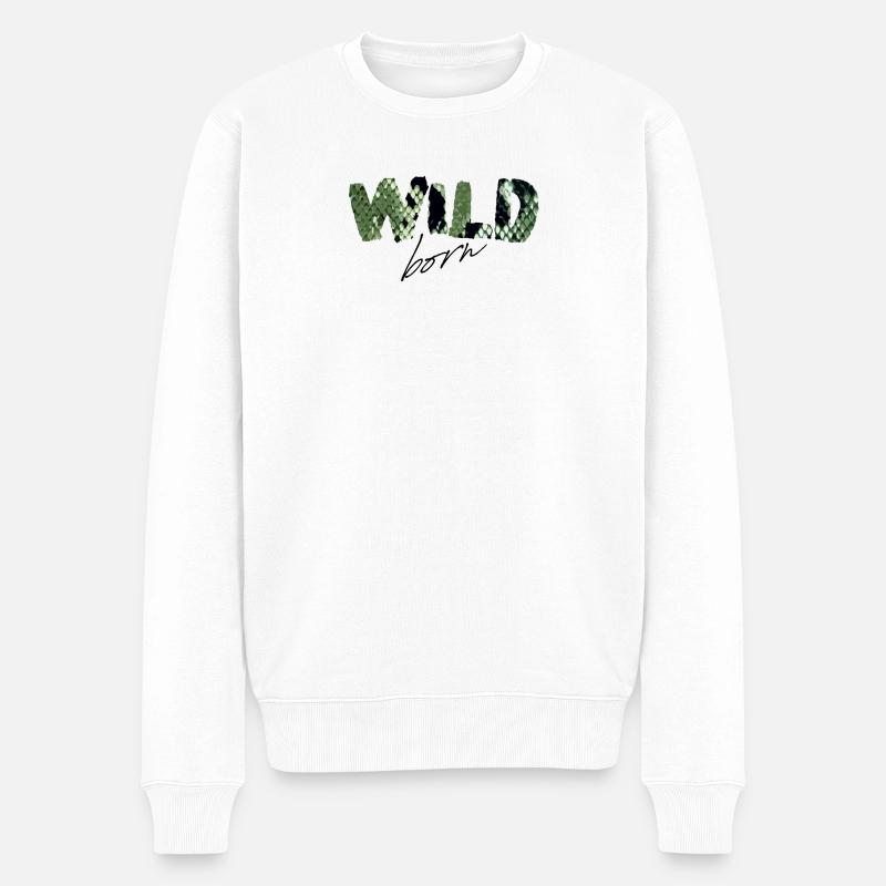 Wild Born serpent imprimé lettres - Pull Premium bio Homme - blanc