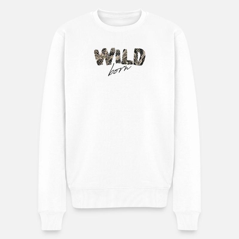 Wild Born Snake Imprimer - Pull Premium bio Homme - blanc