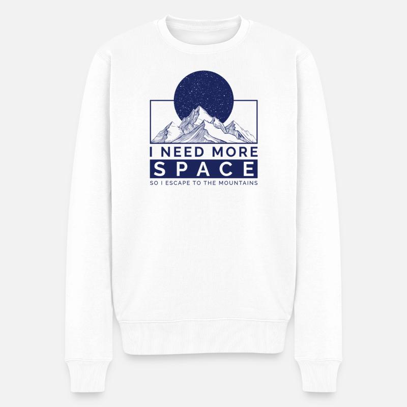 Ich brauche mehr Platz, Flucht in die Berge - Männer Premium Bio Pullover - Weiß