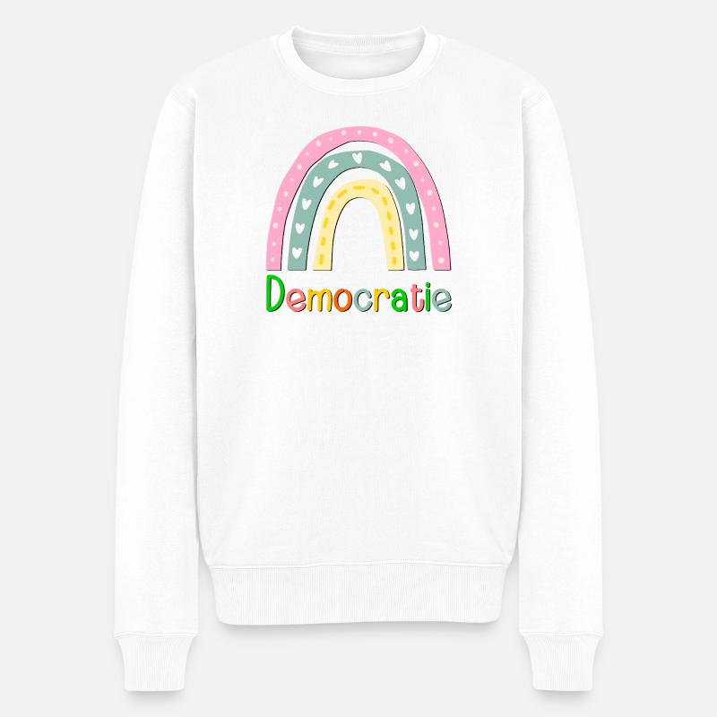 Regenbogen-Demokratie - Männer Premium Bio Pullover - Weiß