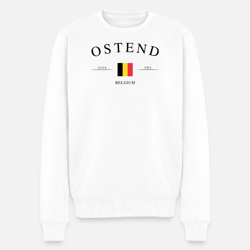 Ostend Belgien – Urlaub Souvenir & Geschenk - Männer Premium Bio Pullover - Weiß