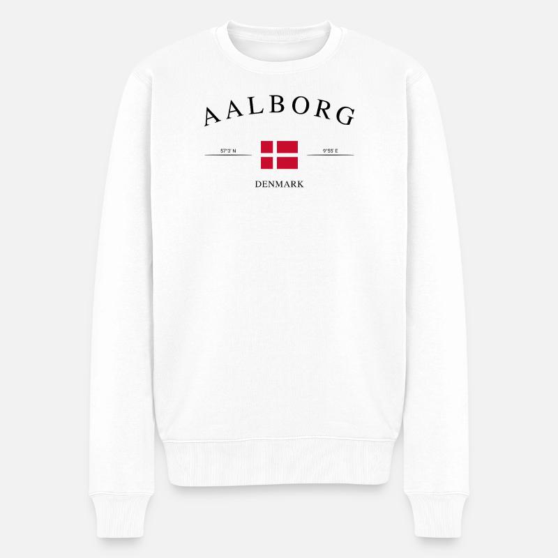 Aalborg Dänemark – Urlaub Souvenir & Geschenk - Männer Premium Bio Pullover - Weiß