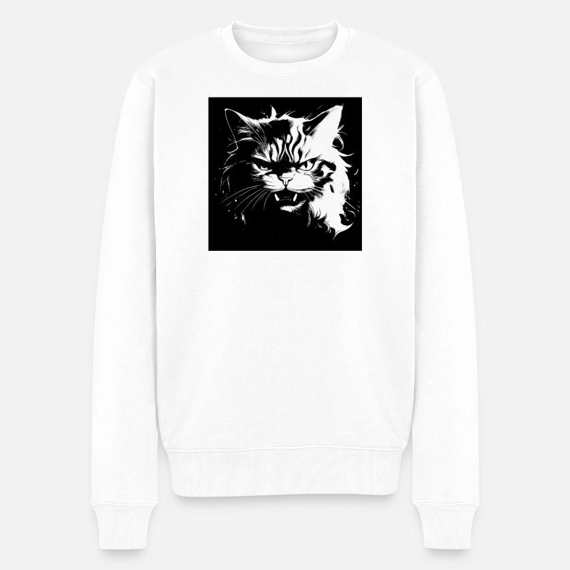Chat en colère - Pull Premium bio Homme - blanc