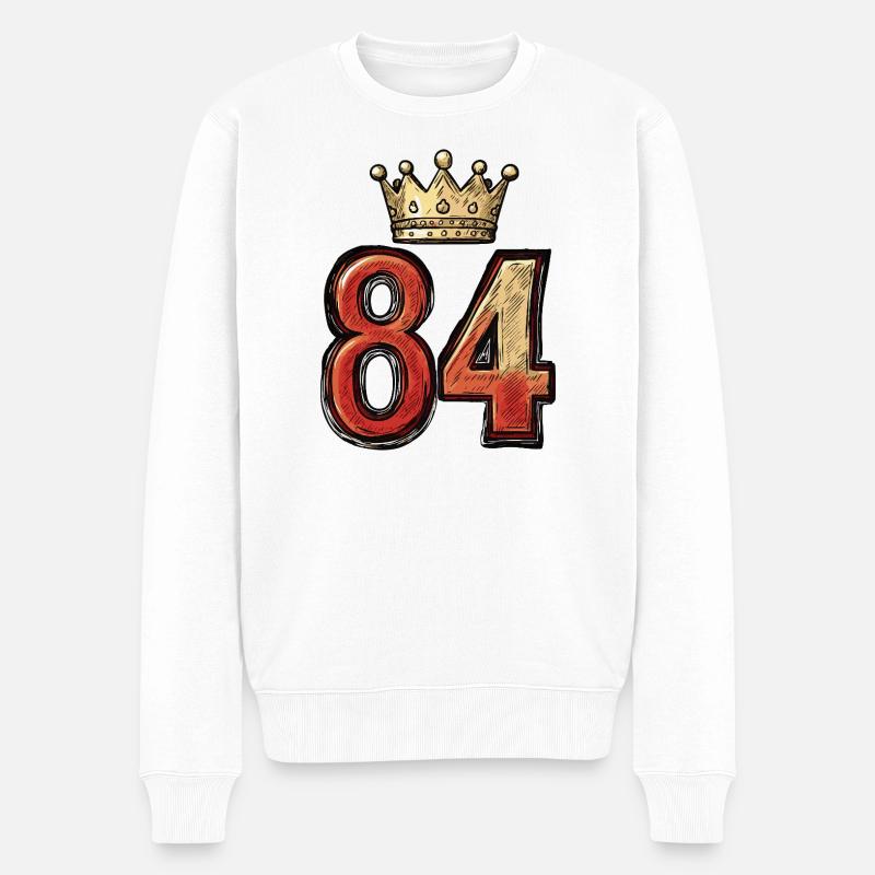 84 Nombre Couronne - Pull Premium bio Homme - blanc