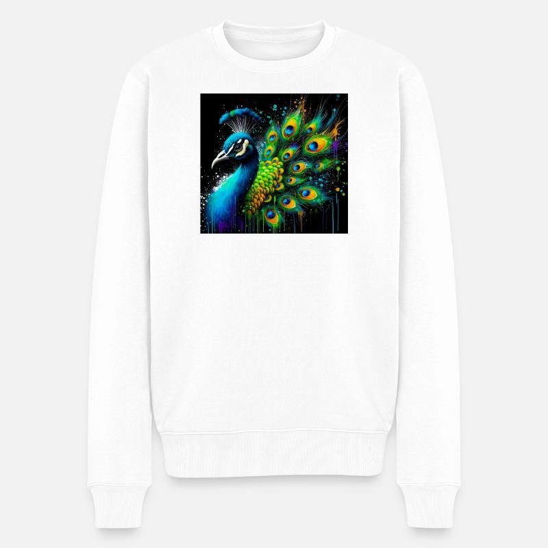 Pfau - Männer Premium Bio Pullover - Weiß