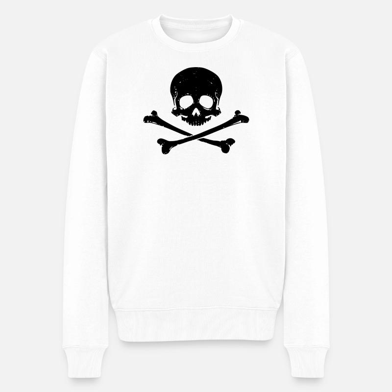 Schädel und Knochen - Männer Premium Bio Pullover - Weiß