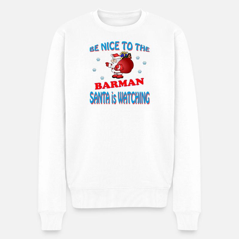 SANTA BARMAN - Männer Premium Bio Pullover - Weiß