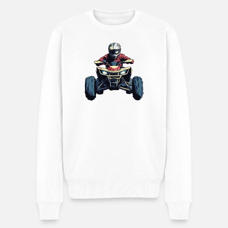 Quad Fahrer Offroad-Action - Männer Premium Bio Pullover - Weiß