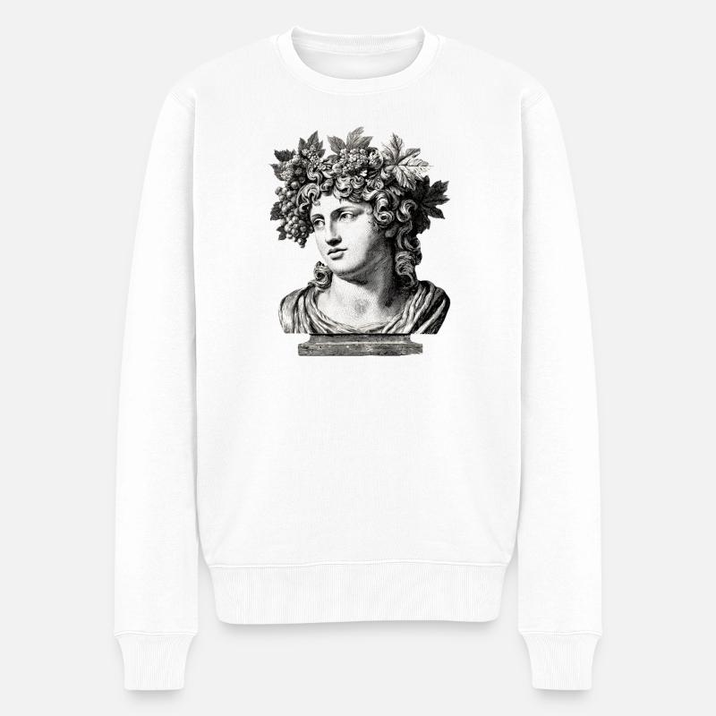 Buste antique Bacchus – Gravure classique - Pull Premium bio Homme - blanc