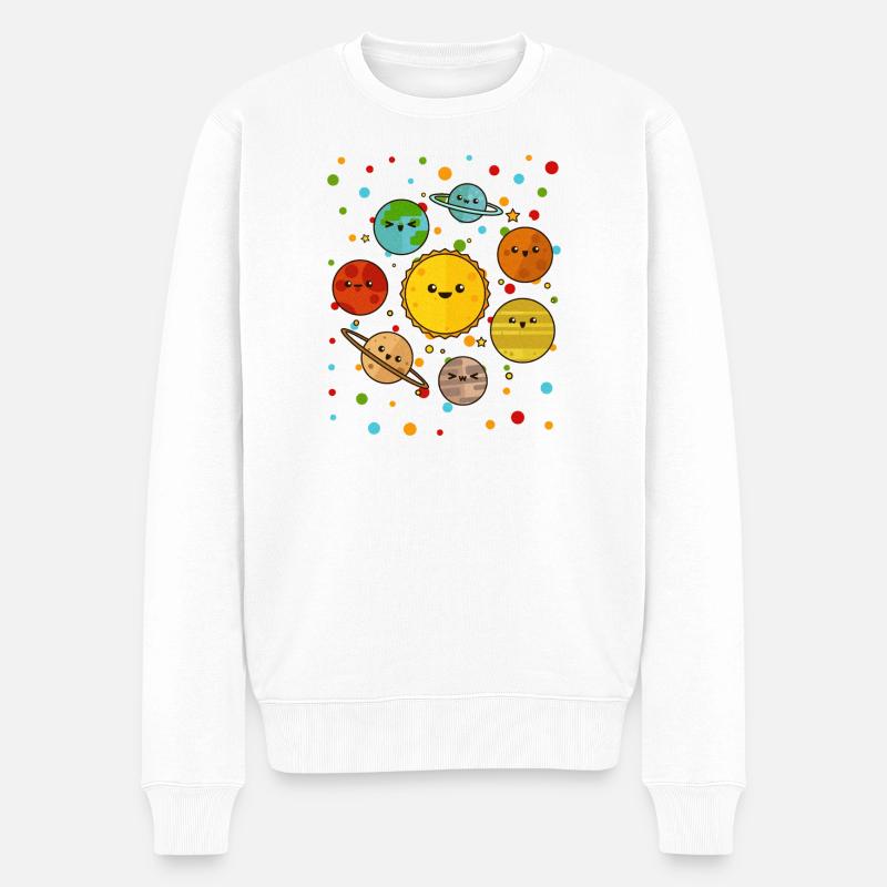 Fleckiges Sonnensystem-T-Shirt - Männer Premium Bio Pullover - Weiß