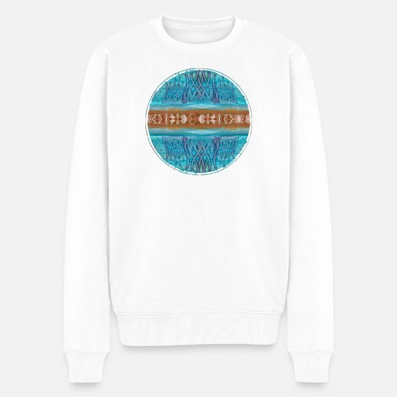 Ozeanische Musterringe - Männer Premium Bio Pullover - Weiß
