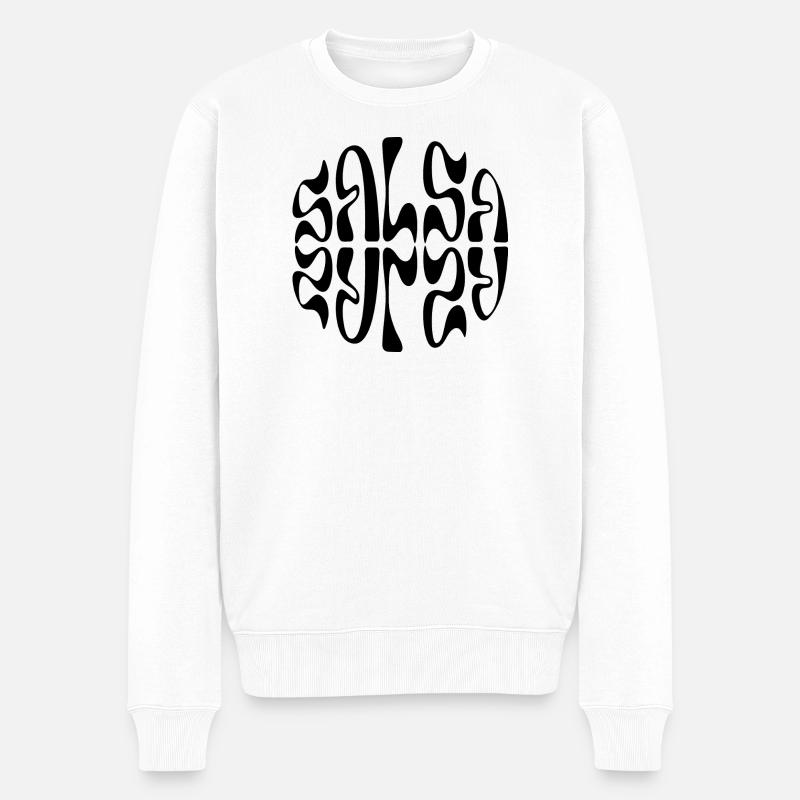 Typografisches Salsa-Logo-Design - Männer Premium Bio Pullover - Weiß