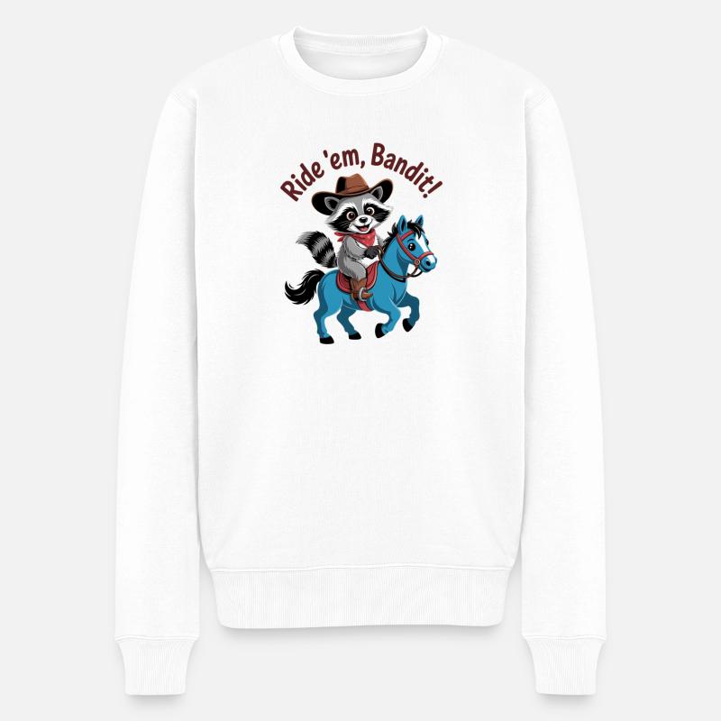 Chevaucher Bandit Raton laveur - Pull Premium bio Homme - blanc