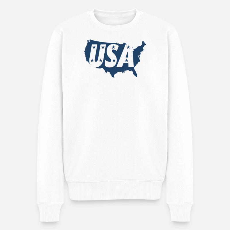 Carte des États-Unis avec étoiles - Pull Premium bio Homme - blanc
